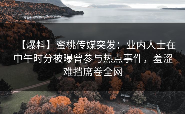 【爆料】蜜桃传媒突发：业内人士在中午时分被曝曾参与热点事件，羞涩难挡席卷全网