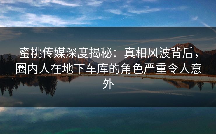 蜜桃传媒深度揭秘：真相风波背后，圈内人在地下车库的角色严重令人意外